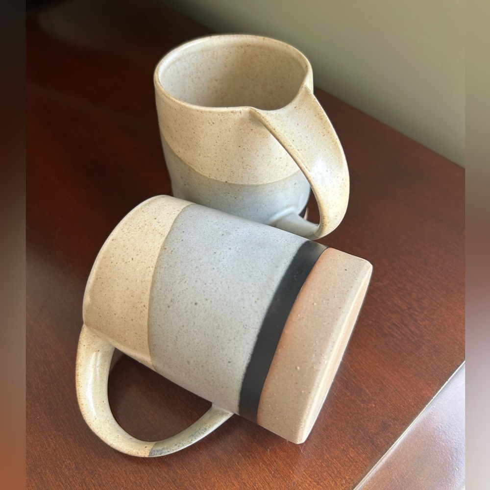 Handmade Ceramic Mugs - Neutral Two-Tone